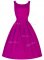 Sleeveless Knee Length Ruching Lace Up Quinceanera Dama Dress with Fuchsia