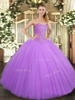 Lilac Sleeveless Tulle Lace Up Vestidos de Quinceanera for Military Ball and Sweet 16 and Quinceanera