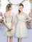 High Class Lace and Bowknot Dama Dress Champagne Lace Up Half Sleeves Mini Length