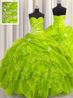 Sweetheart Lace Up Beading and Appliques and Ruffles Vestidos de Quinceanera Sleeveless