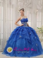 Tiffany & Co Lovely Sweetheart Organza For Luxurious Royal Blue Strapless Quinceanera Dress With Beading In Chandler AZ　[QDZY327y-7BIZ]