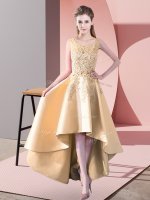 Top Selling Gold Scoop Neckline Lace Quinceanera Court Dresses Sleeveless Zipper(SKU BMT0382-4BIZ)
