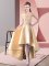 Top Selling Gold Scoop Neckline Lace Quinceanera Court Dresses Sleeveless Zipper