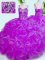 Fuchsia Sleeveless Organza Lace Up Quinceanera Gowns for Military Ball and Sweet 16 and Quinceanera
