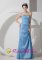 Olavarria Argentina Sweetheart Strapless Floor-length Baby Blue Quinceanera Dama Dress Column Taffeta Beading and Ruch