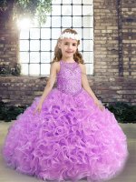 Sleeveless Lace Up Floor Length Beading Pageant Dress for Girls