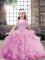Most Popular Lilac Sleeveless Floor Length Beading and Ruffles Lace Up Little Girls Pageant Gowns