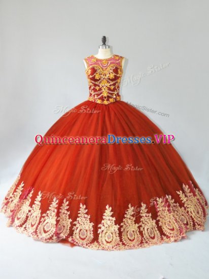 Custom Fit Sleeveless Lace Up Floor Length Appliques Sweet 16 Dresses - Click Image to Close