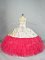Custom Made Floor Length White And Red Quinceanera Dresses Sweetheart Sleeveless Lace Up