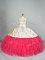Custom Made Floor Length White And Red Quinceanera Dresses Sweetheart Sleeveless Lace Up