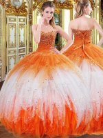 Sleeveless Beading and Ruffles Lace Up Vestidos de Quinceanera