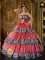 La Rioja Spain Colorful Sweetheart Strapless With Zebra and Taffeta Ruffles Ball Gown For Quinceanera Dress