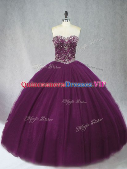 Sweetheart Sleeveless Tulle Sweet 16 Dresses Beading Lace Up - Click Image to Close