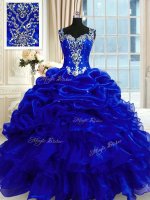 Cheap Beading and Ruffles and Pick Ups Sweet 16 Dresses Royal Blue Lace Up Sleeveless Floor Length(SKU PSSW0325-2BIZ)