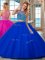 Wonderful Royal Blue Tulle Lace Up Quinceanera Gown Sleeveless Floor Length Beading