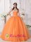 Customize Exquisite Beaded Orange Appliques Ravensburg Germany Quinceanera Dress WithTaffeta and Organza Ball Gown