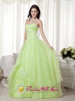 Bozeman Montana/MT Sweet Yellow Green A-line Sweetheart Floor-length Organza Beading Prom Dress