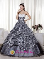 Flippin Arkansas/AR Wonderful Beading and Ruch Quinceanera Dress Luxurious A-line / Princess Sweetheart Floor-length Zebra and Organza