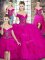 Super Fuchsia Ball Gowns Tulle Off The Shoulder Sleeveless Beading and Ruffles Floor Length Lace Up Quinceanera Gown
