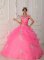 Lewiston Idaho/ID For Prescott Valley V-neck Taffeta and Organza Appliques With Beading Decorate Bodice Latest Rose Pink Quinceanera Dress