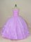 Spectacular Lilac Tulle Lace Up Sweet 16 Dresses Sleeveless Floor Length Hand Made Flower
