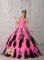 Navarra Spain Ruched Bodice Beautiful Pink and Black Princess Quinceanera Dress