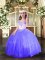 Excellent Blue Lace Up Pageant Dress for Teens Beading Sleeveless Floor Length