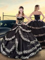 Black Sleeveless Embroidery and Ruffled Layers Floor Length Sweet 16 Dresses(SKU XBQD136BIZ)