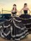 Black Sleeveless Embroidery and Ruffled Layers Floor Length Sweet 16 Dresses