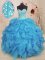 Sleeveless Beading and Ruffles Lace Up Ball Gown Prom Dress