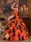 Merrill Wisconsin/WI Beautiful Orange taffeta and multi-color organza Strapless Quinceanera Dress