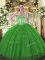 Sweetheart Sleeveless Quinceanera Gowns Floor Length Beading Green Tulle and Sequined