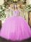 Lilac Sleeveless Floor Length Beading Lace Up Quince Ball Gowns