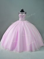 Stunning Floor Length Zipper 15 Quinceanera Dress Lilac for Sweet 16 and Quinceanera with Beading