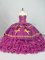 Clearance Purple Sleeveless Satin and Organza Brush Train Lace Up Sweet 16 Dresses for Sweet 16 and Quinceanera