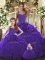 Purple Ball Gowns Ruffles Sweet 16 Quinceanera Dress Lace Up Organza Sleeveless Floor Length