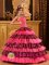 Lake Forest Illinois/IL Organza and Zebra Layers Hot Pink Quinceanera Dress With Sweetheart and Beading Decorate Ball Gown