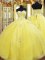 Dazzling Gold Lace Up Sweetheart Beading and Appliques 15 Quinceanera Dress Tulle Sleeveless