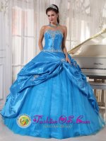 Tiffany & Co Lacombe Louisiana/LA Strapless Sky Blue For Cheap Taffeta and Tulle Quinceanera Dress Appliques and Pick-ups In Texas[PDZY619J7BIZ]