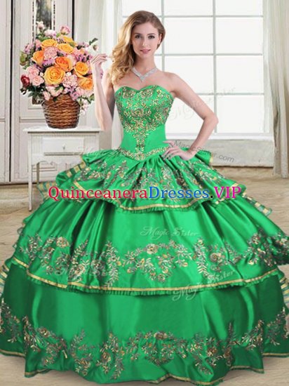 Floor Length Green Vestidos de Quinceanera Sweetheart Sleeveless Lace Up - Click Image to Close