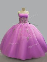 Simple Lilac Quince Ball Gowns Sweet 16 and Quinceanera with Beading Strapless Sleeveless Lace Up(SKU PSSW0911-2BIZ)