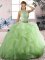 Spectacular Two Pieces Vestidos de Quinceanera Yellow Green Scoop Tulle Sleeveless Floor Length Lace Up