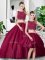Charming Floor Length Two Pieces Sleeveless Fuchsia Quinceanera Gown Zipper