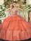 Suitable Floor Length Orange Red Sweet 16 Dress Sweetheart Sleeveless Lace Up