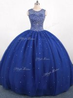 Tulle Sleeveless Floor Length Quinceanera Dresses and Beading