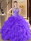 Great Purple Lace Up Scoop Beading and Ruffles 15 Quinceanera Dress Organza Sleeveless
