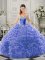 Ball Gowns Sleeveless Blue Vestidos de Quinceanera Court Train Lace Up