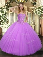 Fantastic Lilac Sweetheart Neckline Beading Sweet 16 Dresses Sleeveless Lace Up