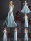 Empire Vestidos de Damas Light Blue Square Elastic Woven Satin Sleeveless Floor Length Zipper