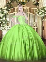 Custom Design Floor Length Ball Gown Prom Dress Satin Sleeveless Beading